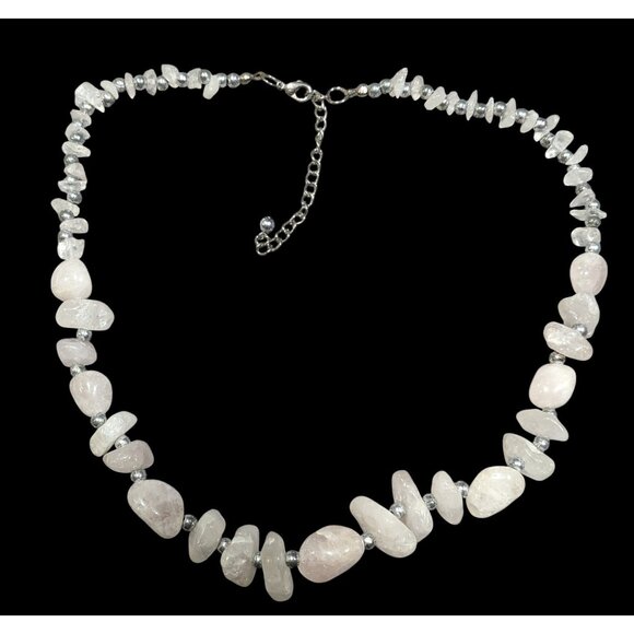 Vintage Natural White Quartz Chunk Beaded Necklace - Picture 1 of 5